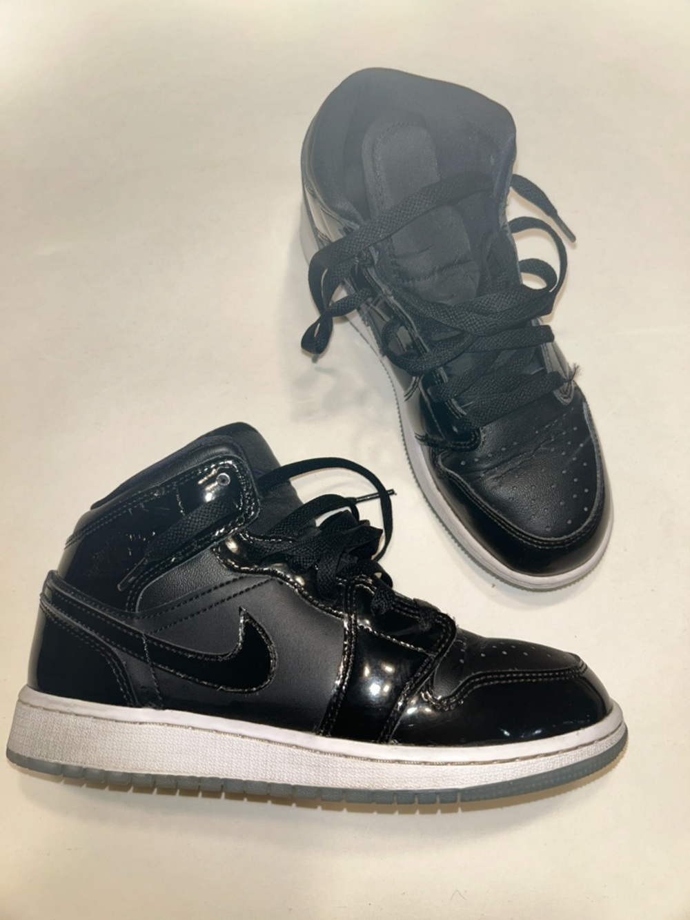 Nike Kids Black High-Top Sneakers with Patent Shine